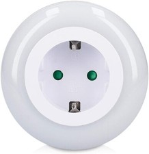 LED Nachtlicht Orientierungslicht rund,  Zwischenstecker mit Helligkeitssensor