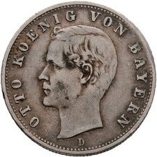 Bayern 2 Mark König Otto 1907 D Silber #195