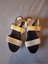 Sandalen Stretch Silber schwarz weiß Gr 38 kleine 39 Riemensandalen