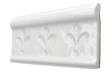 Fliesenbordüre 13x6,5cm Fliesen Bordüren Dekor Hijar blanco Blumendekor altweiß