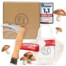 Eli® Pilzmesser mit Bürste inkl. Pilztasche aus Baumwolle - Taschenmesser