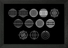 Globe line art - globe, gerahmtes