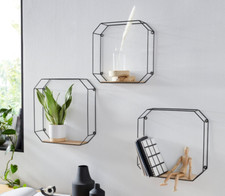 ANDAS Deko-Wandregal 3-tlg. Metall schwarz 36/36, 38/38. 42/42 cm