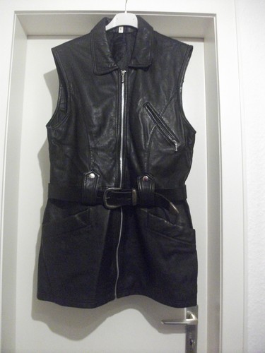 Damen lederweste schwarz - schwarz, gr