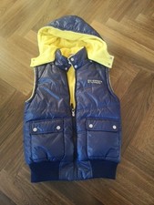 SYLT Jungen Stepp Mode Jacke m. Kapuze, 140-146, blau gelb ärmellos, top Zustand