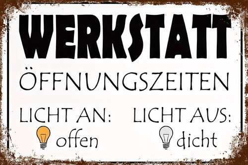 Retro blechschild werkstatt - retro,