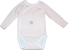 Petit Bateau Langarm-Wickelbody NEU Wolle/Baumwolle Gr. 46, 62, 68 rosa Häschen