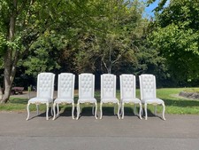 6 Rokoko Barock Esszimmer Stühle Weiß Gold Antik Luxus Desginer Stil Massivholz