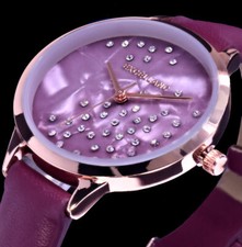 Excellanc Damen Armband Uhr Bordeaux Rose Gold Farben Strass Perlmutt Design L46