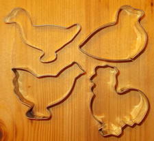 4 Metall Ausstecher Hahn Henne Gans Ente Ausstechformen Frühling Ostern