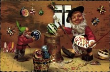 Ak Steiff Puppen, Zwerg, Maler bemalt Christbaumkugeln - 2933929