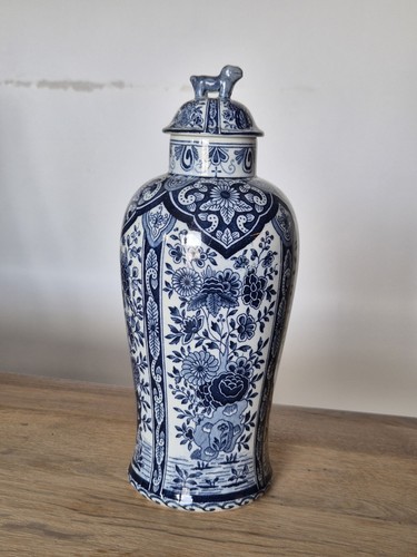 Deckelvase blau 25cm vintage - blau,
