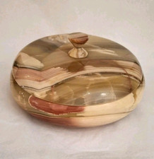 Große Onyx  Deckeldose Dose Onyxdose m. Deckel schöne Farbgebung 23 cm Durchm.