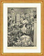 Die automatische Kneipe in der ital. Ausstell., Berlin Holzstich E 16152 Gerahmt