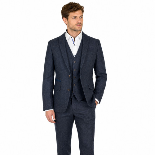 Marine donegal tweed anzug - marine,
