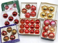 Alte KUGELN Baumkugel GLASKUGEL GLanz Matt Glitterdekor 42tlg. Weihnachtskugel