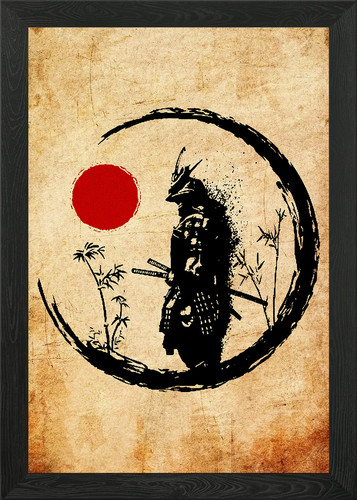 Samurai silhouette gerahmtes - samurai,