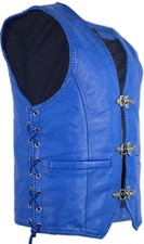 Blaue Lederweste Bikerweste