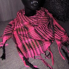  *~*~*  traumhaftes Karo Tuch Dreieckstuch Lurex Fransen Rosa Neu  *~*~*