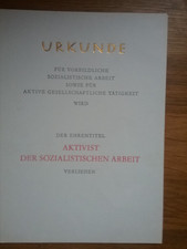 Blanco-DDR Urkunde Aktivist