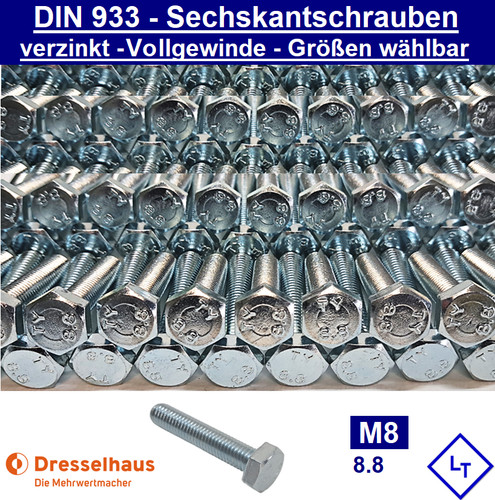 Din 933 sechskant schraube - din, m8