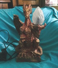 Drachenlampe mit  Podest - Rot mit Gold - Fanthasie Gothic Mystik 