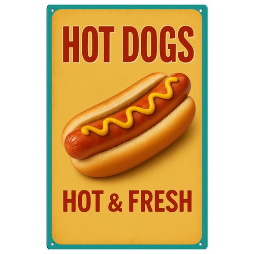 Hot dog essen blechschild - hot,