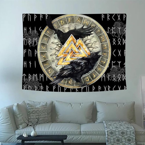Wandteppich wikinger valknut - wikinger,
