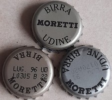 3 Kronkorken DIFF. MORETTI ITALY BEER OLD  bottle caps tappo kroonkurken chapas