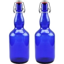 2 blaue Glasflaschen 0,75
