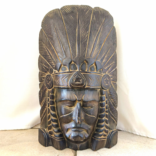 Holz wandmaske geschnitzt - holz,
