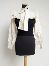 Creme Schleifen schwarz Strick Bluse von Zara, Gr. S (NEU)