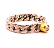 Mega Schöner Ketten Ring 800 Silber Vintage 80er Weißer Farbstein RG51 *F