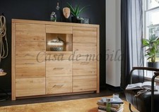 Massivholz Highboard EIKE 180x141x40cm Wildeiche massiv natur geölt Hoch-schrank