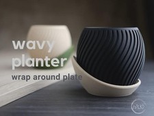 wavy planter | Moderner 3D Druck Blumentopf | Gerillter Übertopf | Design Deko