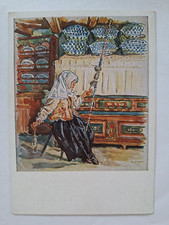 AK Postkarte Trachten Siebenbürgliches Dorf Spinnende Bäuerin 19151