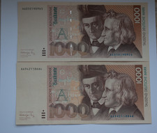 1000 D-Mark 1991 Note/Schein
