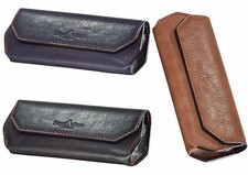 großes Brillenetui Lederlook mit Ziernähten, Magnetverschluss - 3 Farben