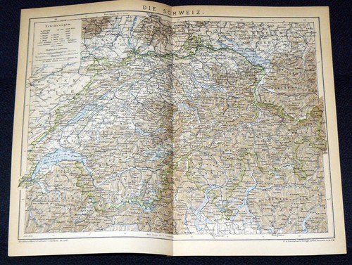 Schweiz landkarte lithographie - landkarte,