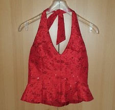 Neckholdertop rot Chou Chou Gr. 36 mit Pailetten Corsage