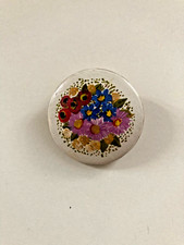 Handbemalte Brosche Holz  70er 80er Jahre  Modeschmuck D  4cm