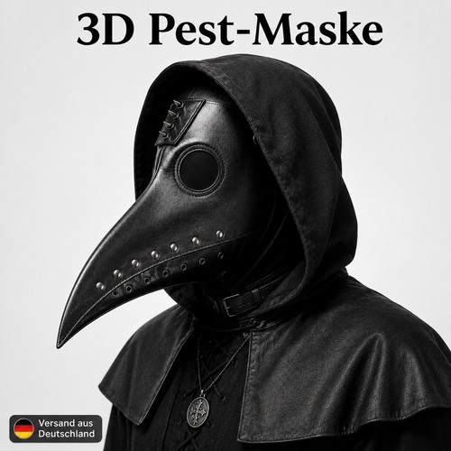 Pestdoktor maske schwarz - schwarz, 3d