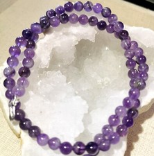 Amethyst Kugel Kette - 6 mm - 120 Karat - 42 cm -  Lila - 925er Silber