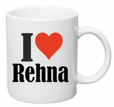 Kaffeetasse I Love Rehna Keramik Höhe 9,5cm in Weiß