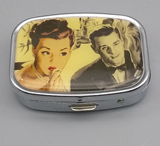 Pillendose mit Bild Metall Vintage Germany