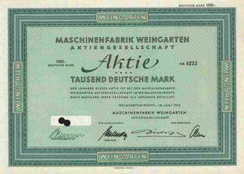 Maschinenfabrik weingarten - maschinenfabrik, ag