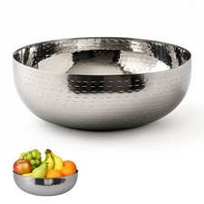 Edelstahlschale 25 cm Silber rund Obstschale Servierschale Küchen Deko Obstkorb
