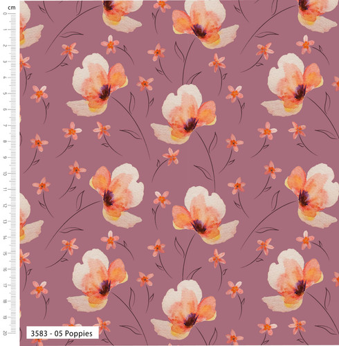 Baumwollstoff aquarell blüten - baumwollstoff,