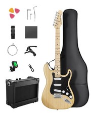 Donner DST-80 E-Gitarren-Set mit Verstärker, SSS-Tonabnehmern | Natural-Finish