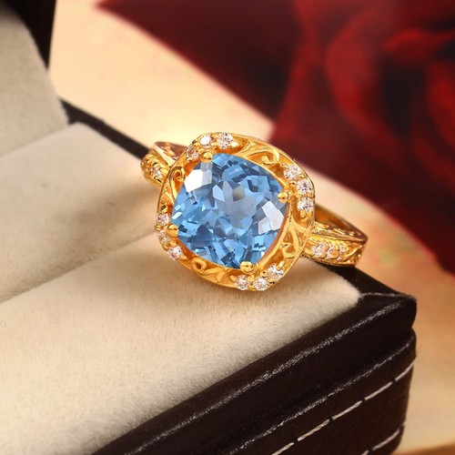 9mm aquamarin cushion ring - cushion,